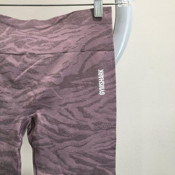 GYMSHARK Purple Mix Zebra Style Printed/Embossed Pull On Activewear Leggings - Picture 4 of 9
